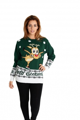 Pull de Noël - Rudolph Platinage Vert