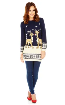Tunique de Noël femme – Renne Bleu | Confort & style festif