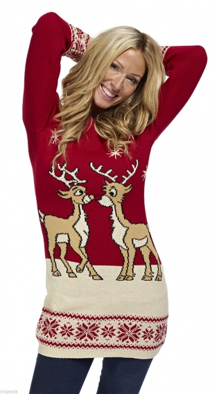 Pull de Noël - Tunique renne rouge